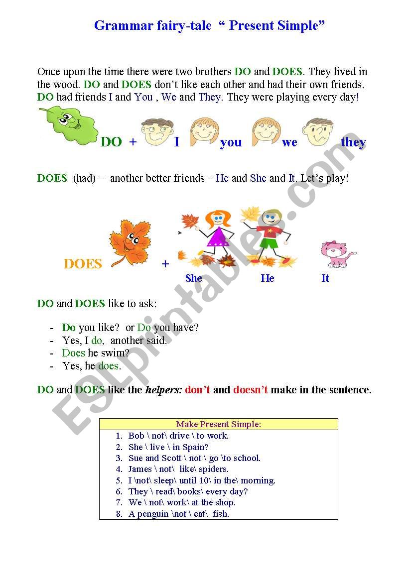 present simple fairy-tale worksheet