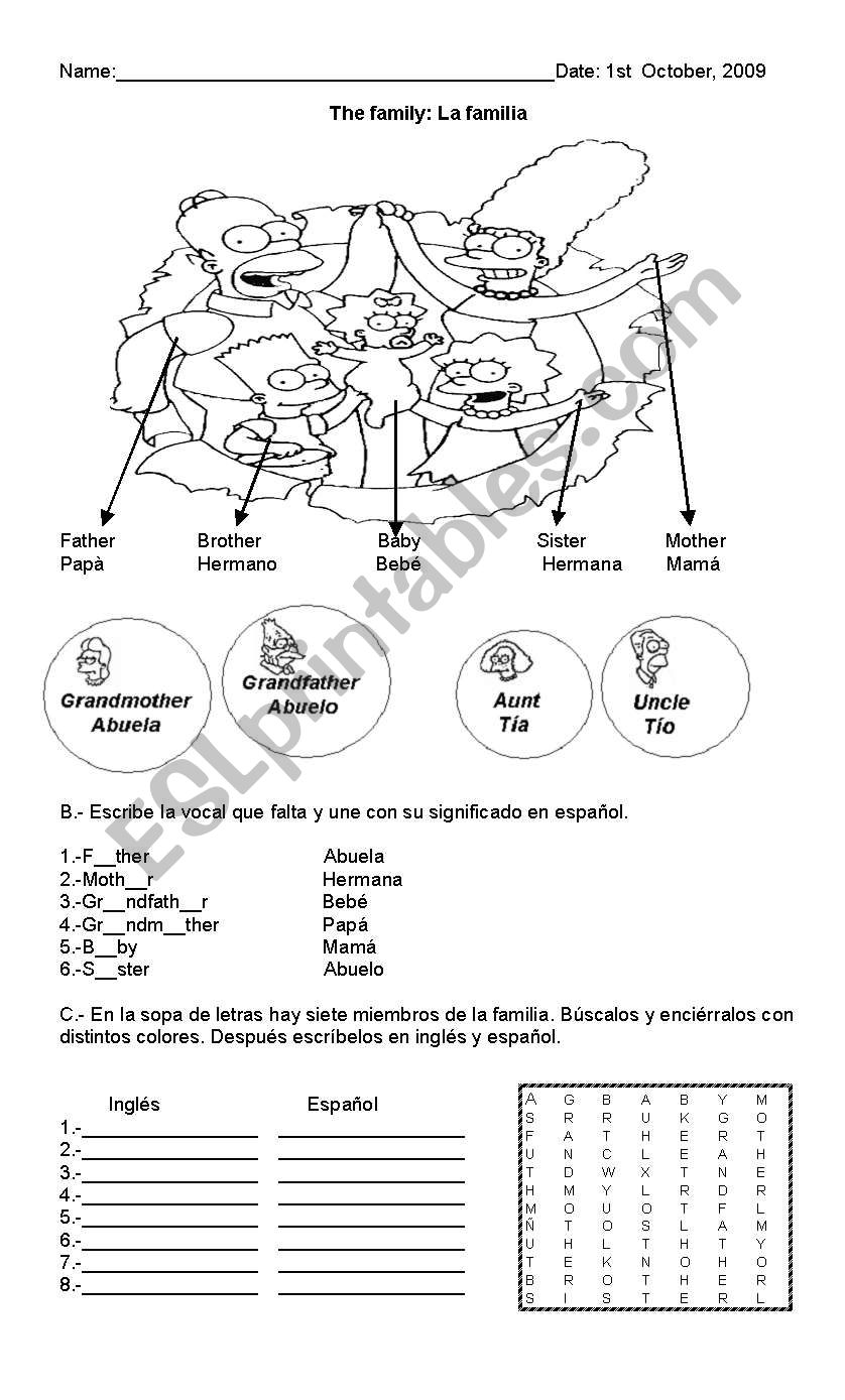 the family worksheet