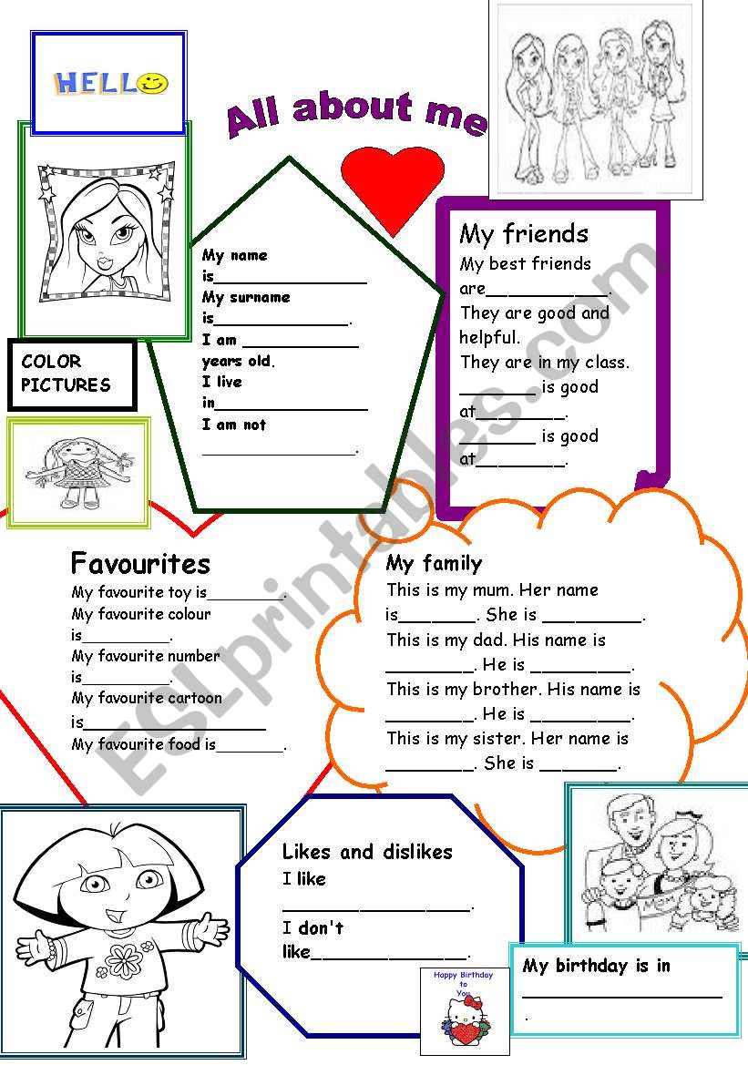 all about me-for girls worksheet