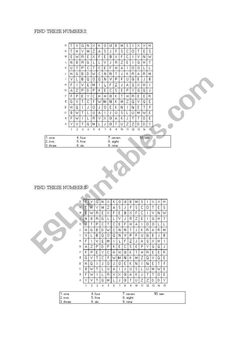 Number soup worksheet