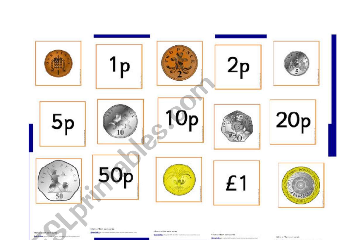 English coins (flash-card or cutout)