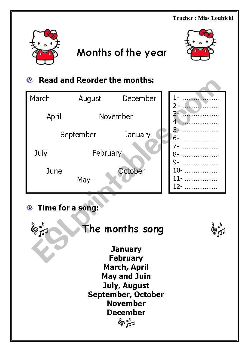 Months of the year worksheet