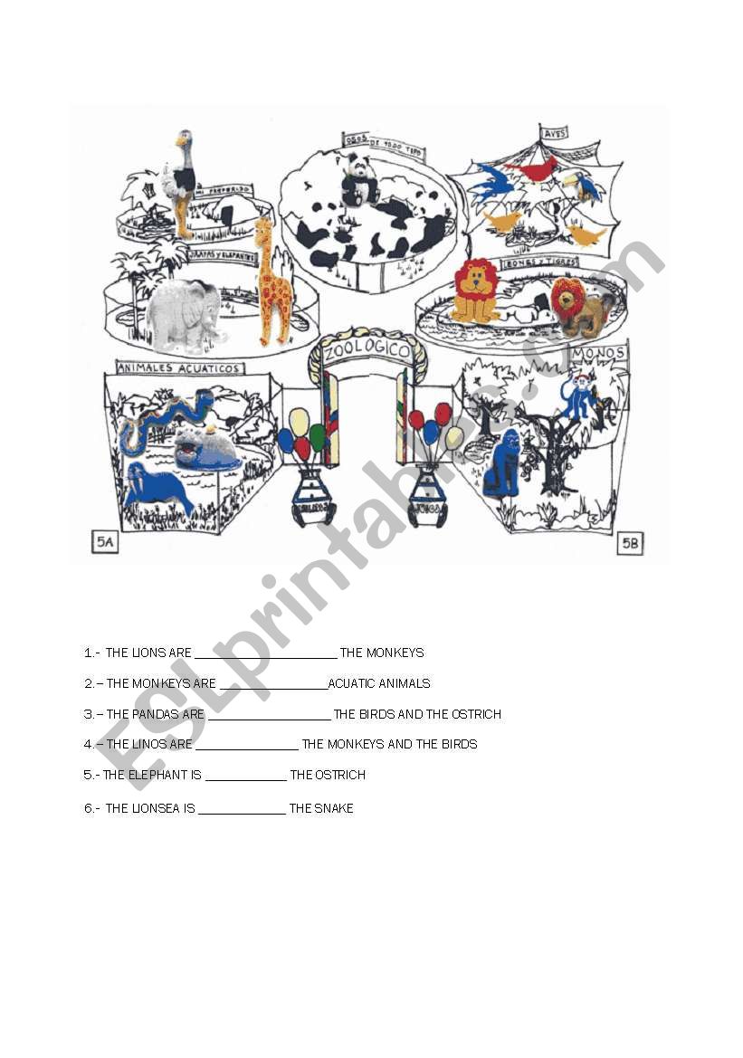 Prepositions in the zoo worksheet