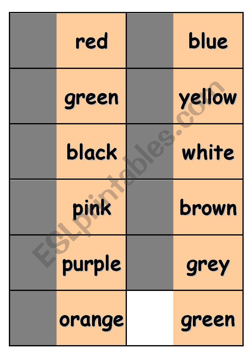Colour domino worksheet