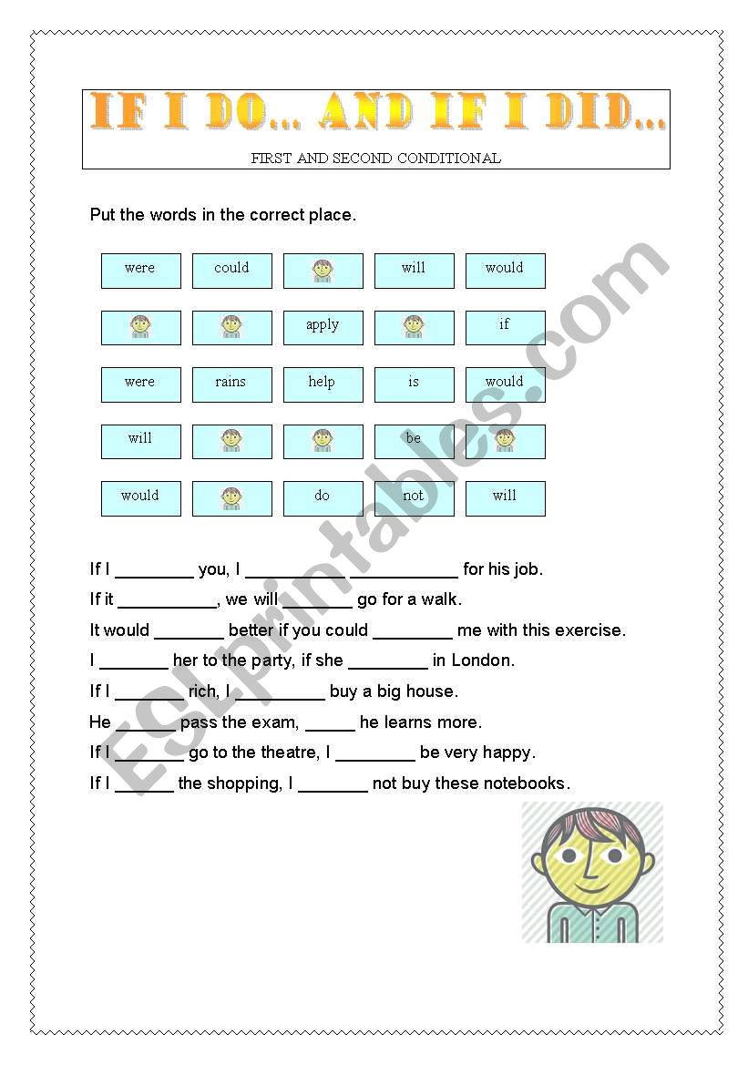 FIRST AND SECOND CONDIOTIONAL worksheet
