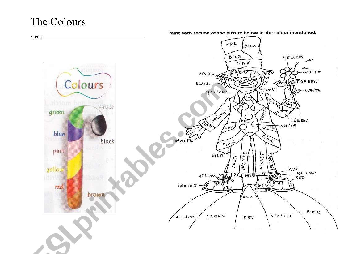 the colours worksheet