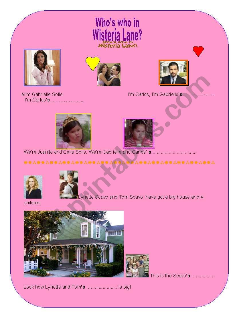 Whos who in Wisteria Lane? worksheet