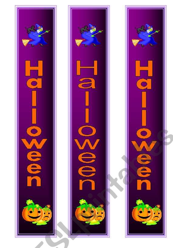 Halloween bookmarks worksheet