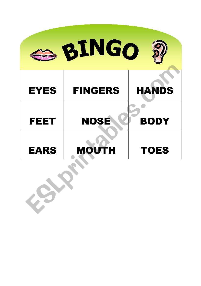 bingo worksheet