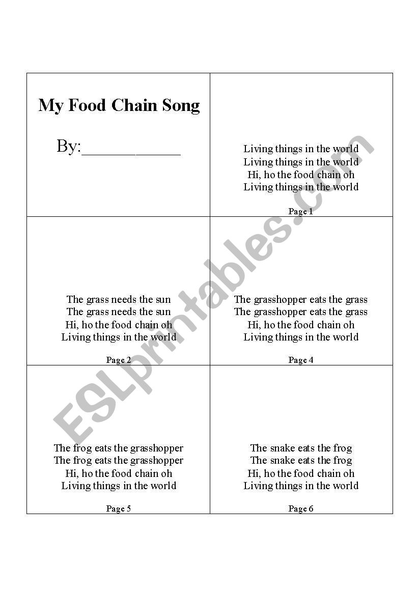 Food Chain Book worksheet
