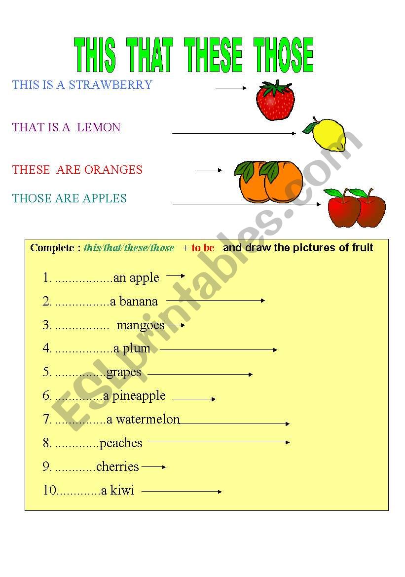 THIS  THAT  THESE  THOSE worksheet