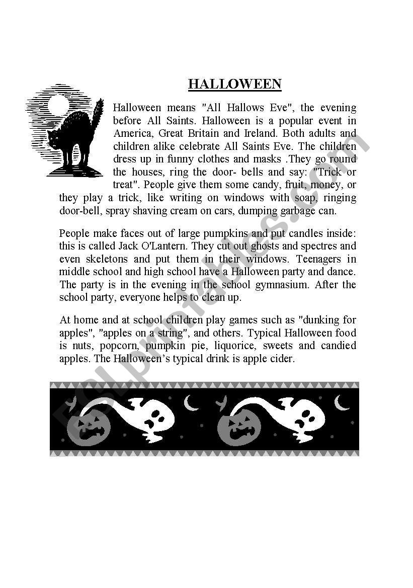 Halloween story worksheet