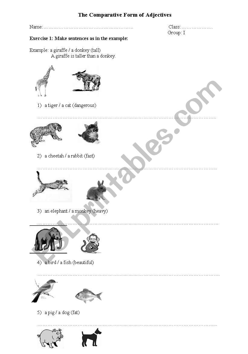 The Comparative Degree worksheet