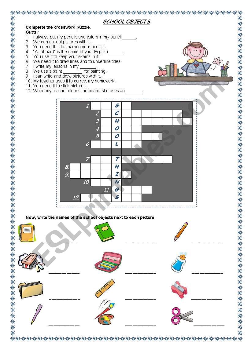 School Objects worksheet