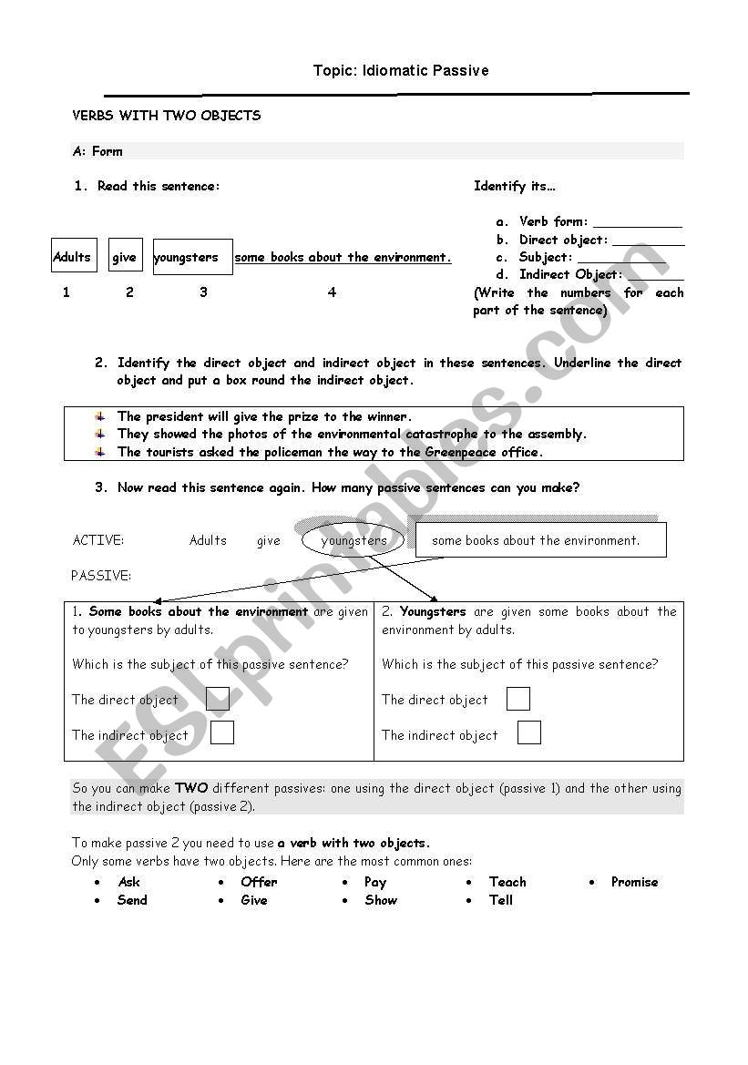 Idiomatic Passive worksheet