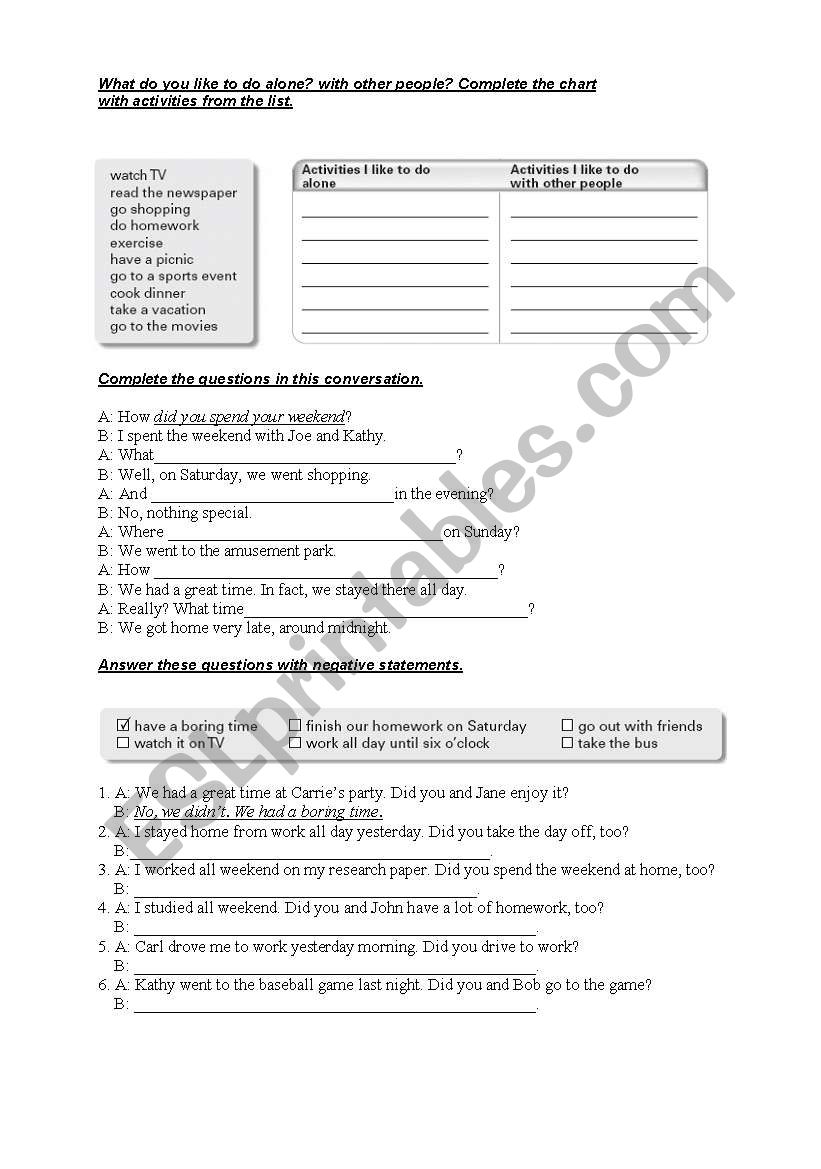 The past simple , questions  worksheet