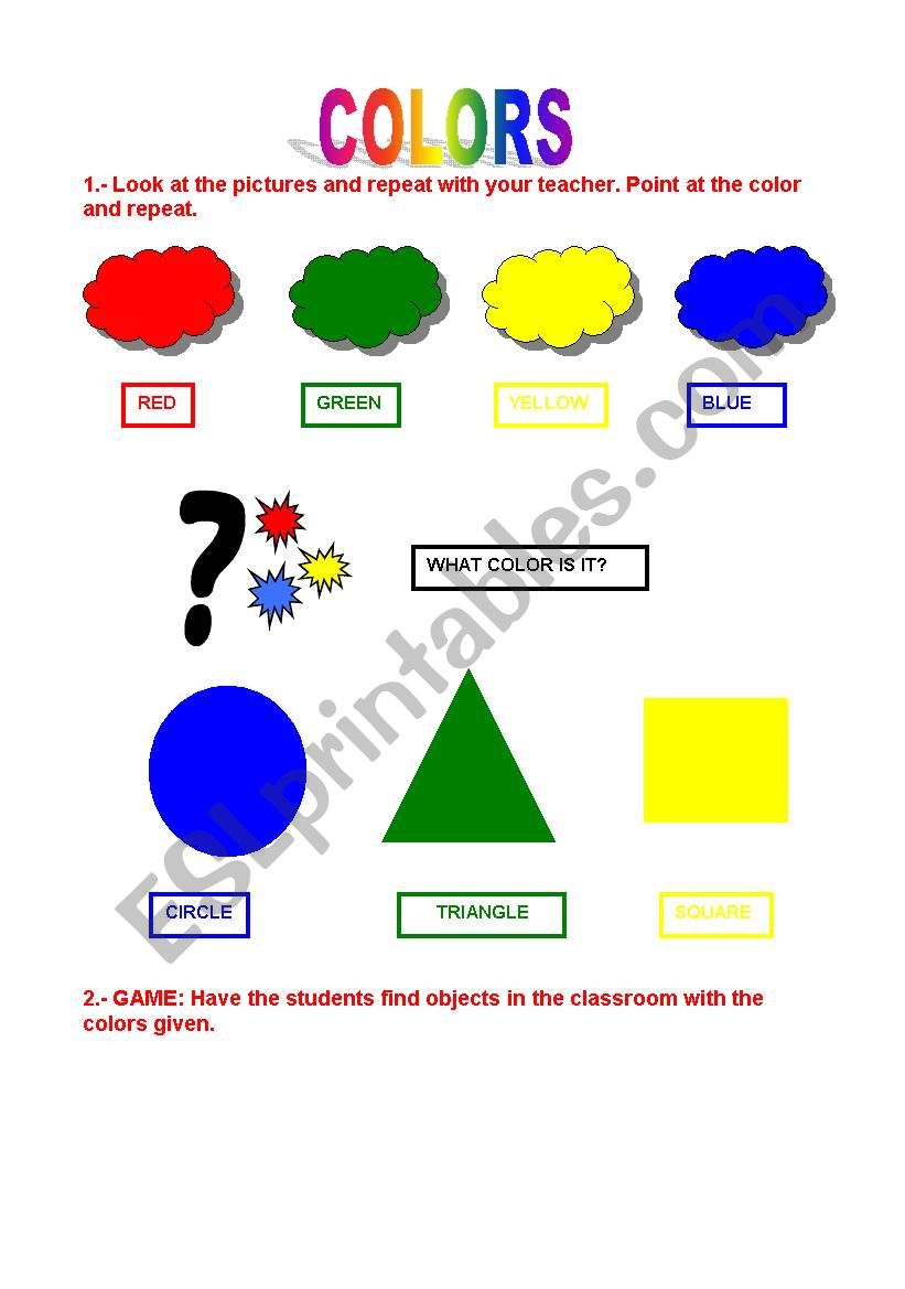 COLORS worksheet