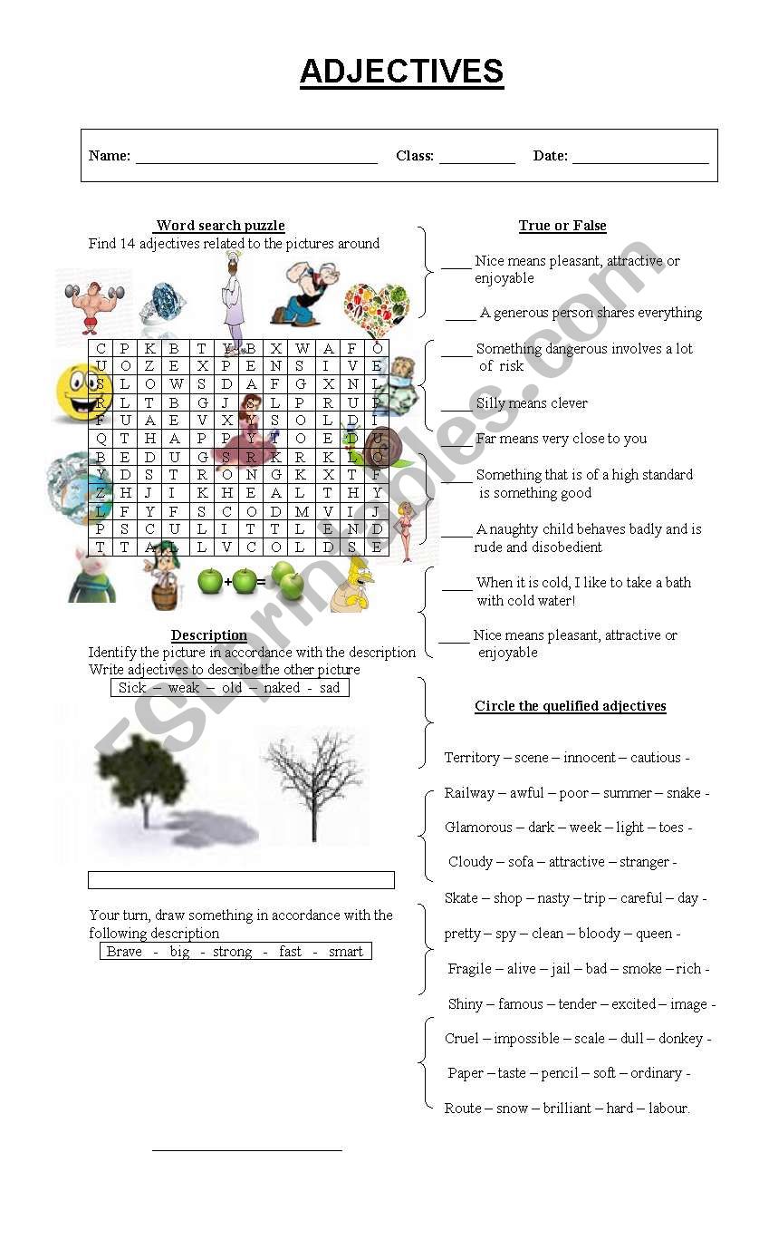 Adjectives worksheet