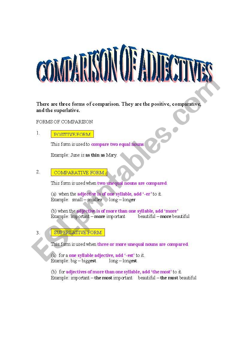 adjectives worksheet