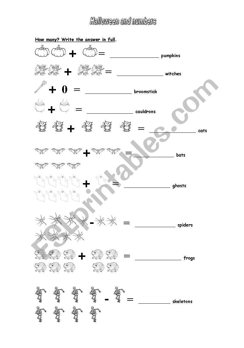 Halloween and numbers worksheet