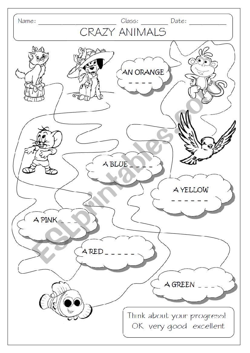 Crazy animals worksheet