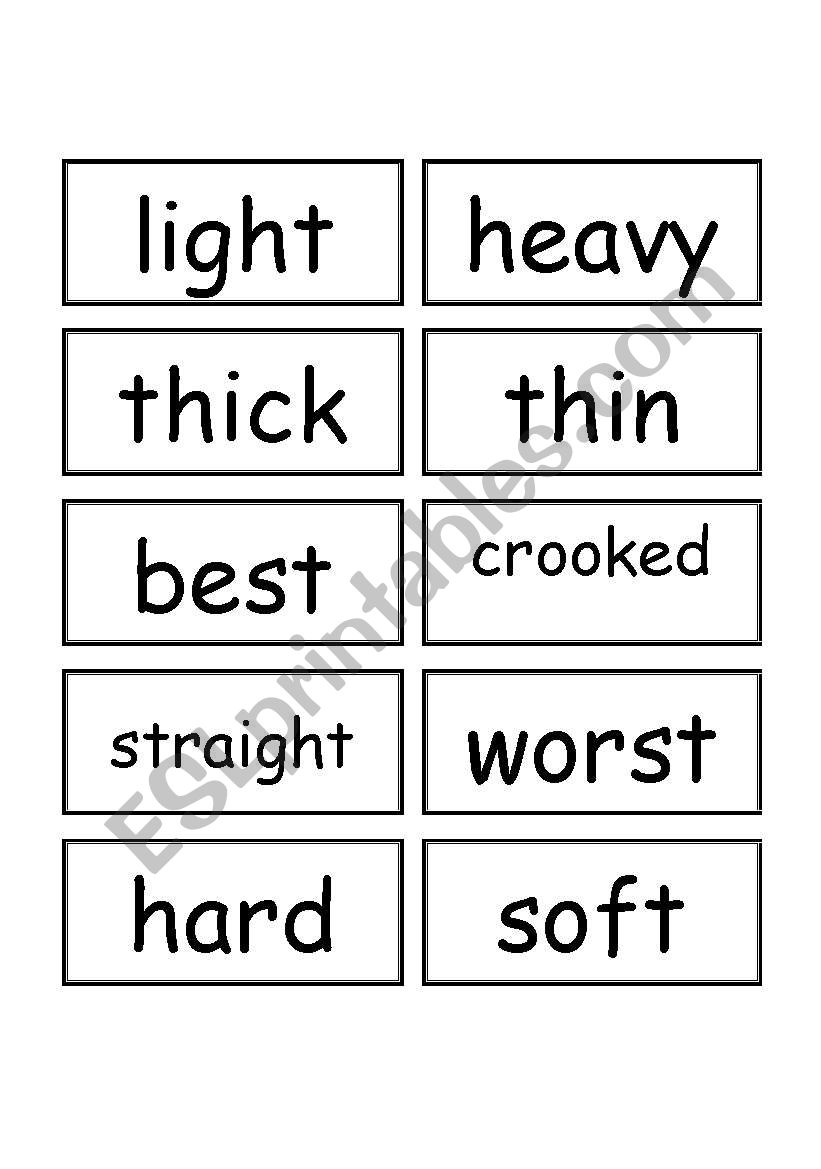 Adjective Flashcards round 2 worksheet