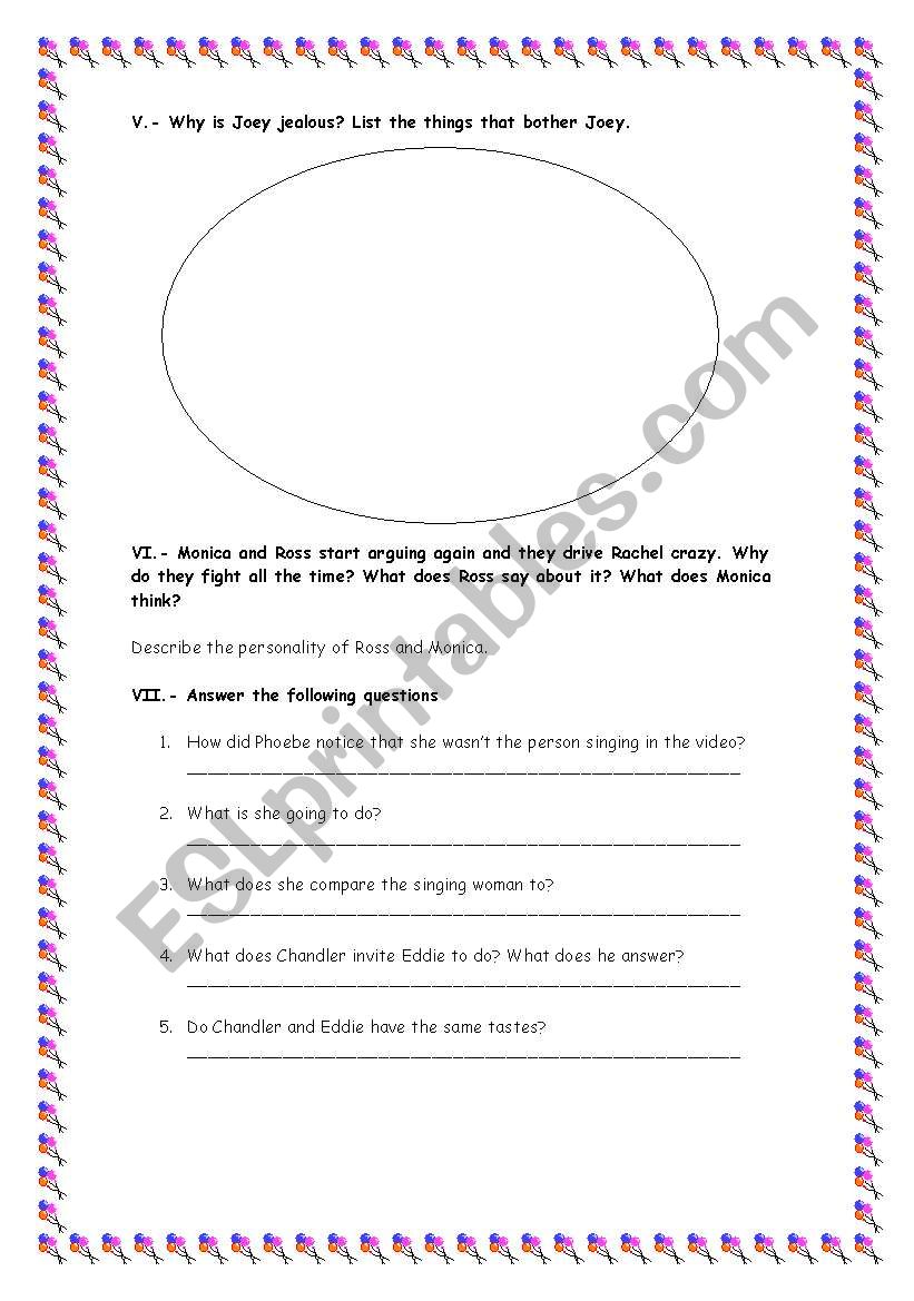 Friends season 2 episode 17 ESL worksheet by ctrajtemberg