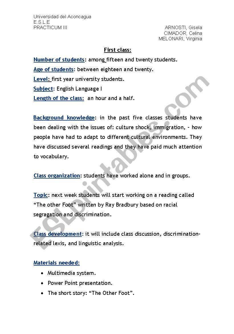 lesson plan culture shock worksheet