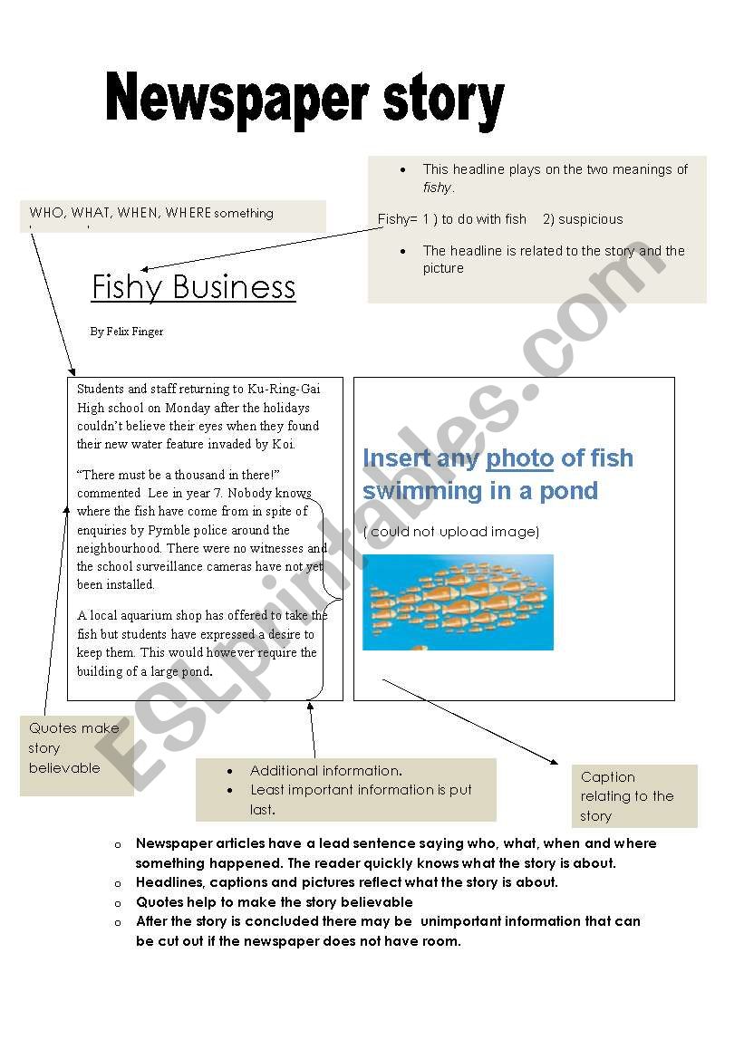 newspaper article writing paper