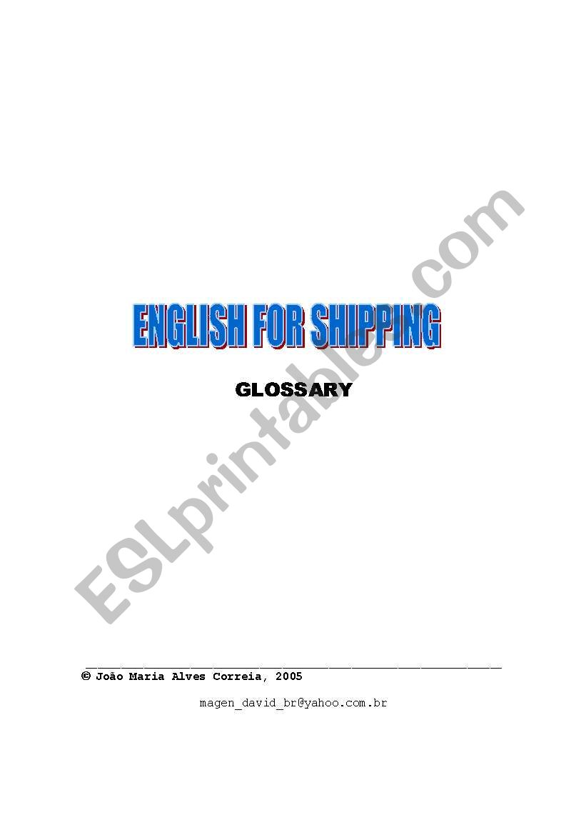 English for Shipping worksheet