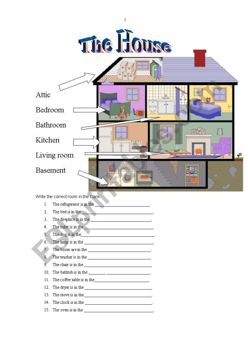 Rooms in the House worksheet