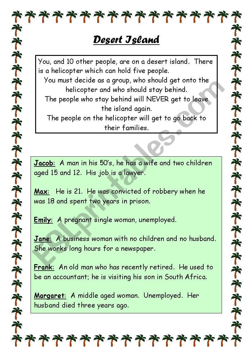 Desert Island Discussion worksheet