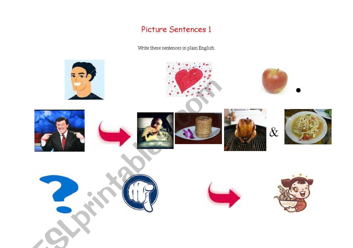 Picture Sentences worksheet