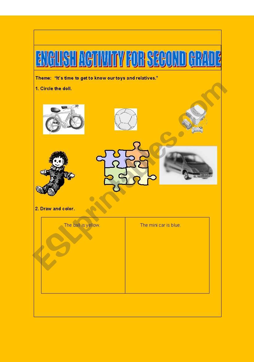 ENGLISH ACTIVITY FOR SECOND GRADE