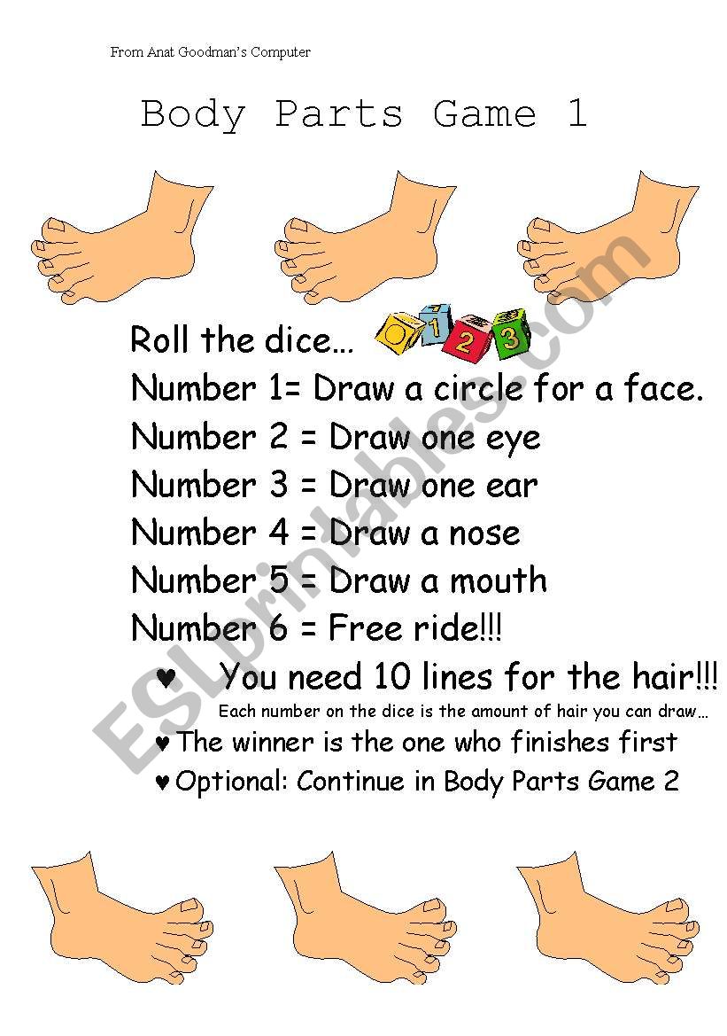 Body Parts Game worksheet