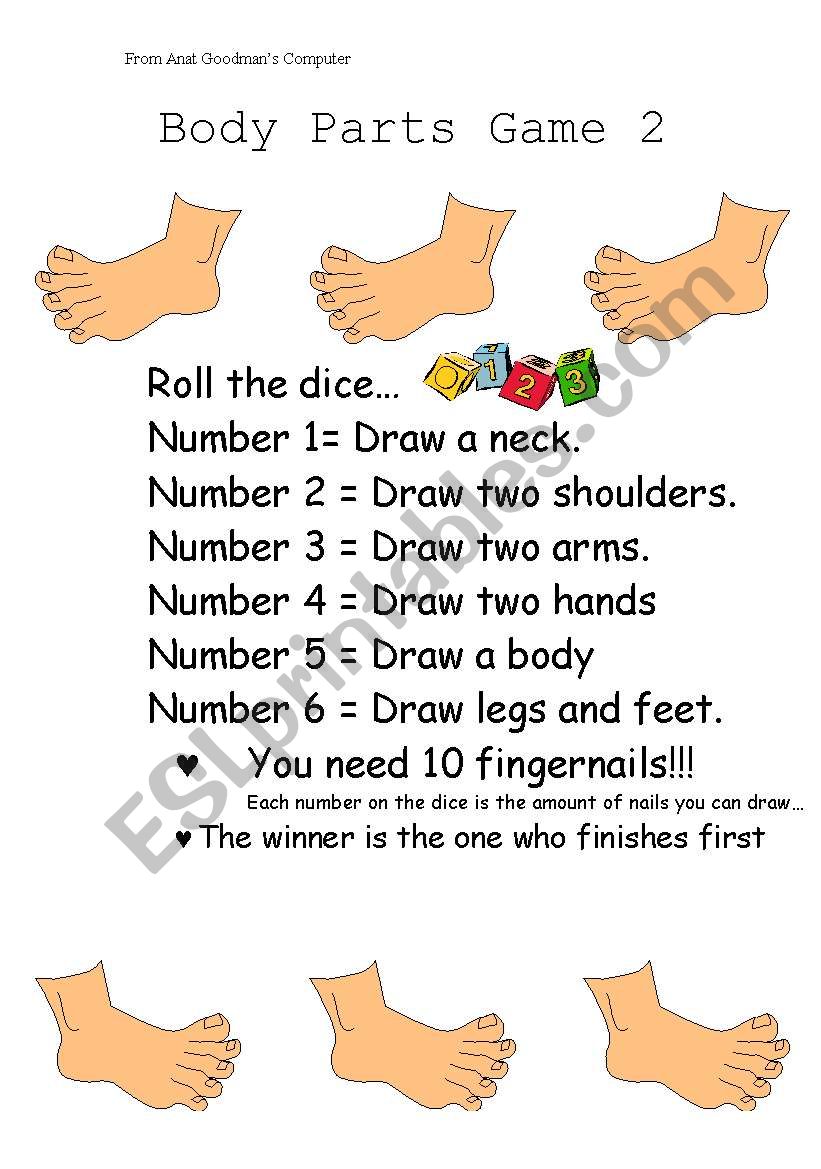 Body Parts Game 2 worksheet