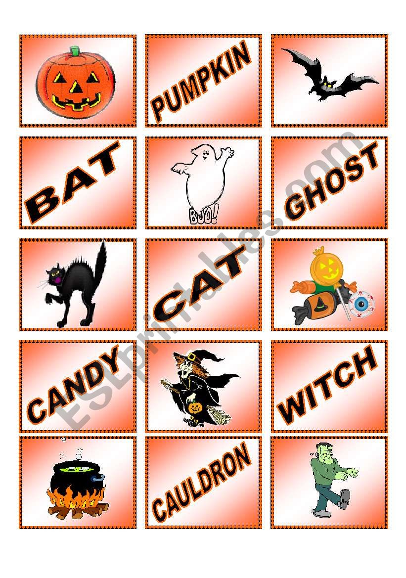 Halloween memory cards!  15 pairs.