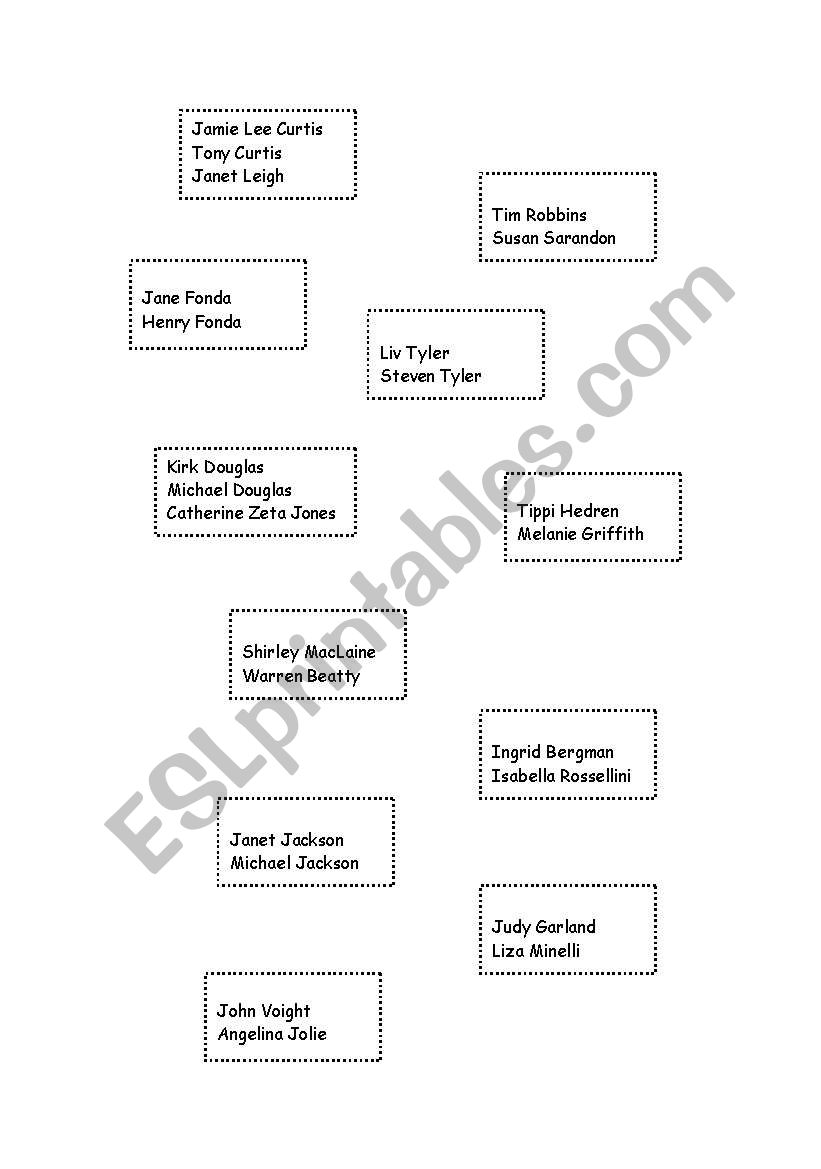 FAMOUS RELATIVES worksheet