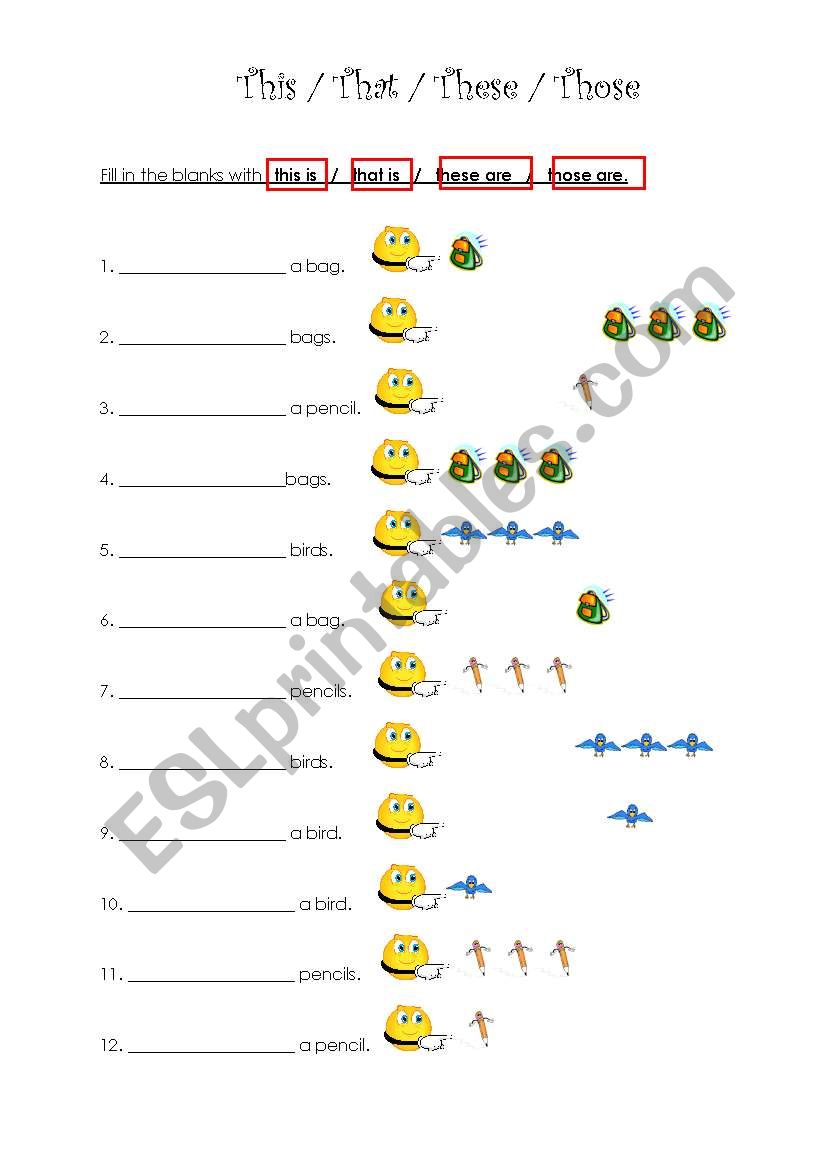 This / That / These / Those worksheet