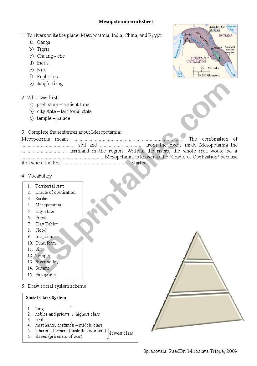 Mesopotamia worksheet