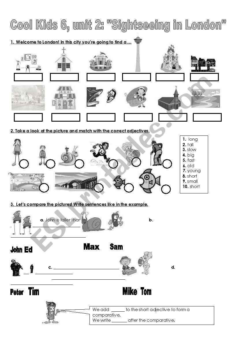 Cool Kids 6 Unit 2 Sightseeing In London Comparatives Present Continuous Places In Local Area Esl Worksheet By Akanah
