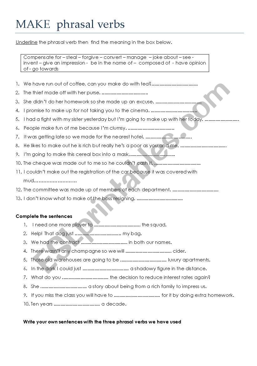 make phrasal verbs worksheet