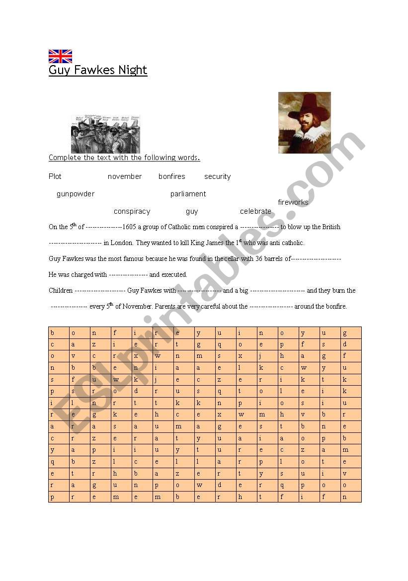 Guy Fawkes worksheet