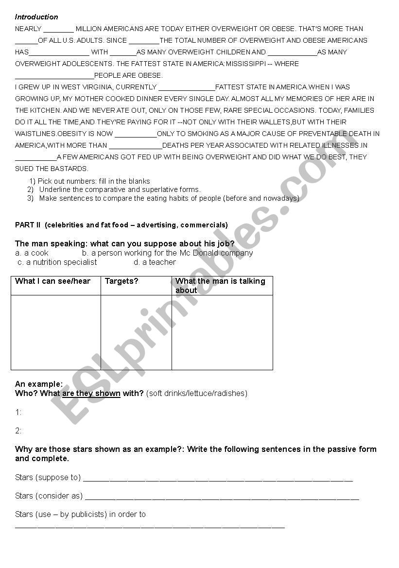 Supersize Me worksheet