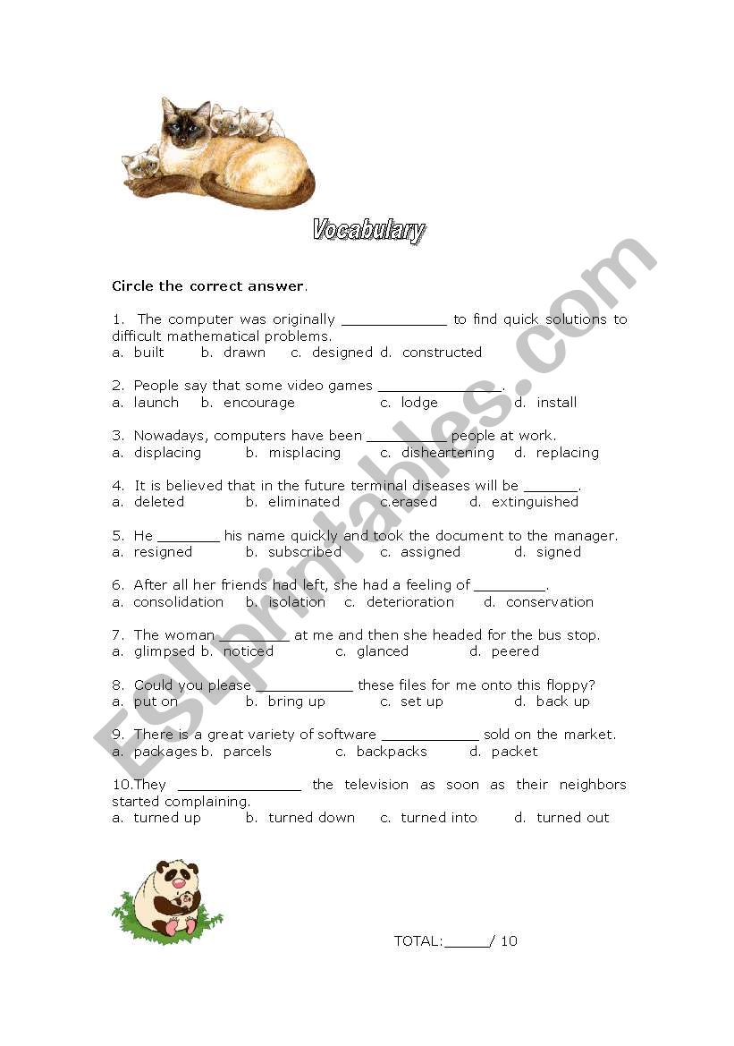 VOCABULARY worksheet