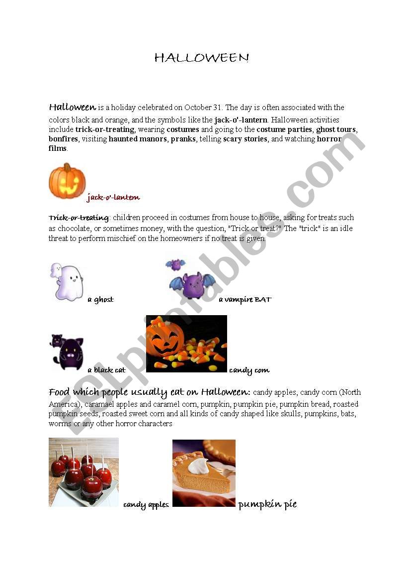 Halloween vocabulary and practice