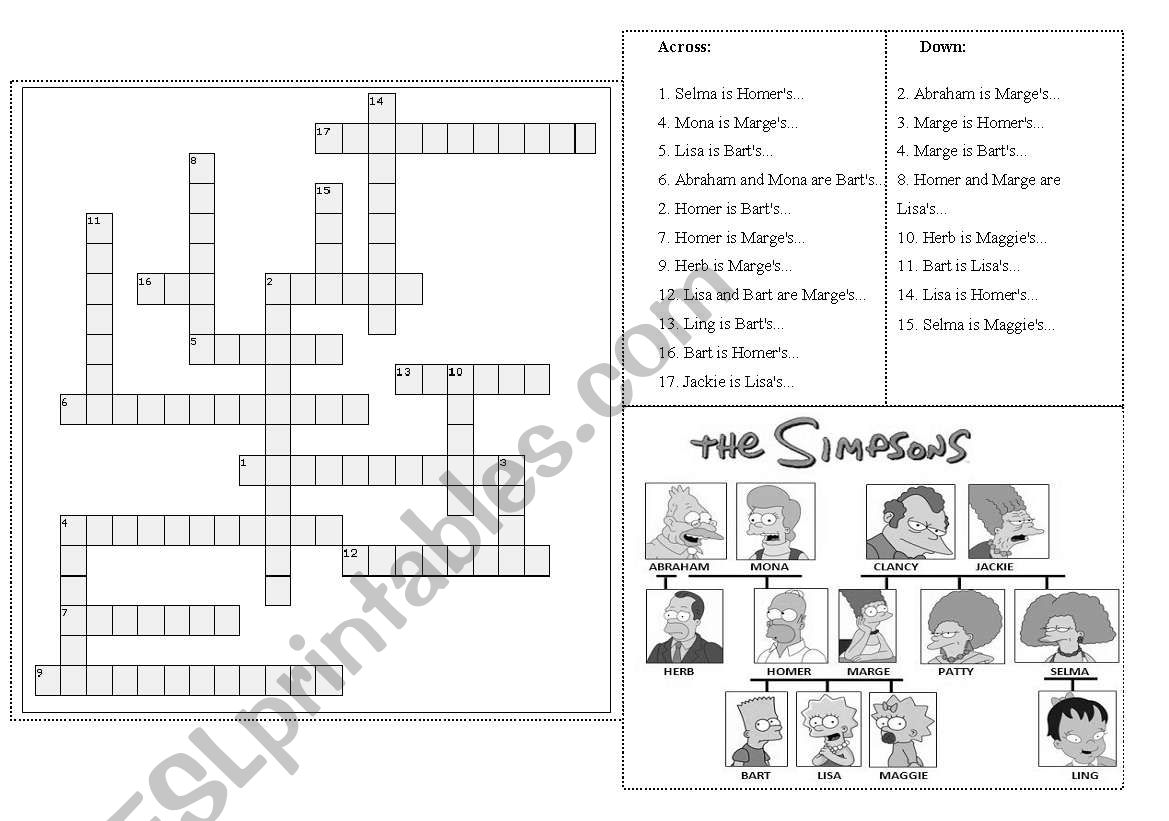 Family Crossword worksheet