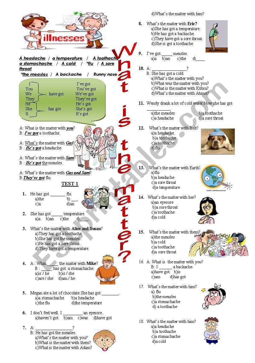 illnesses worksheet