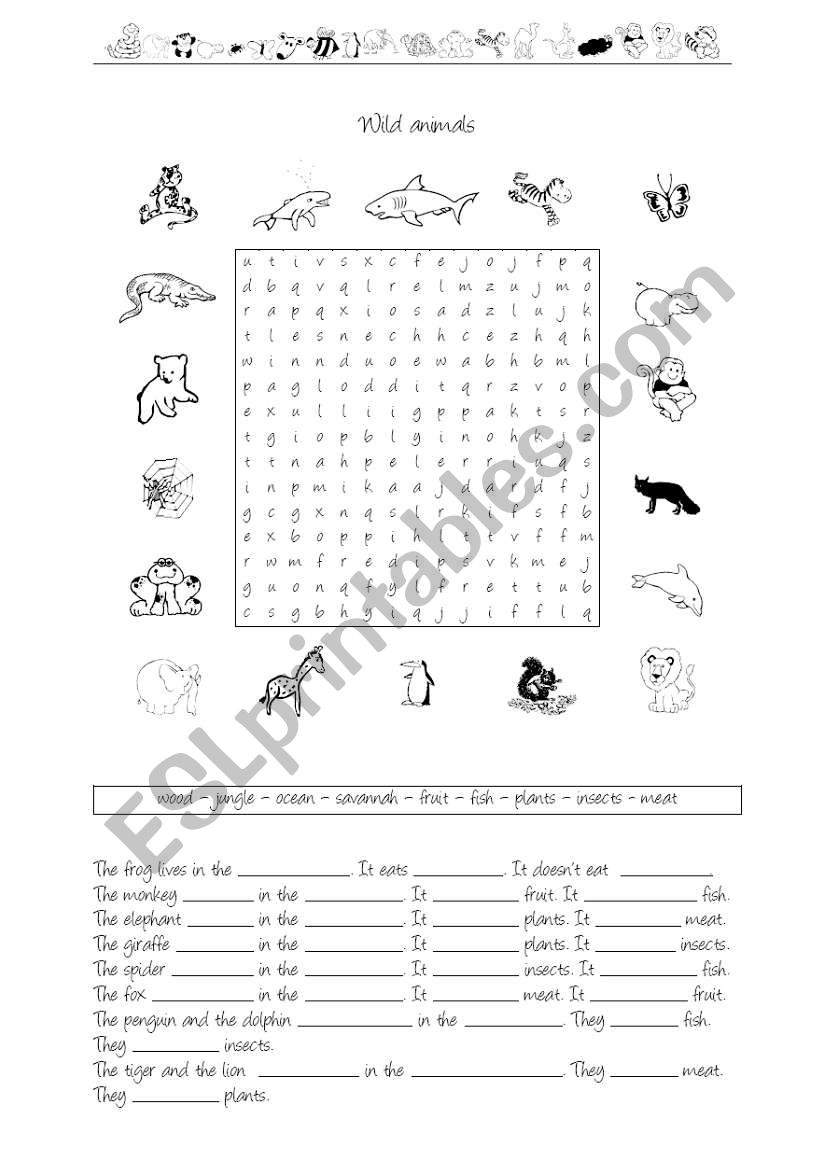 Wild animals worksheet