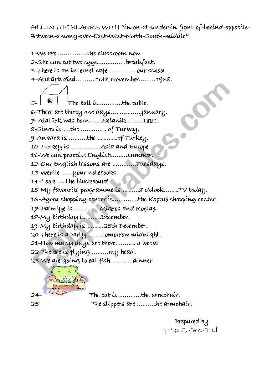 PREPOSITIONS worksheet